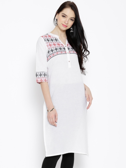 

Aurelia Off-White Woven Design Kurta