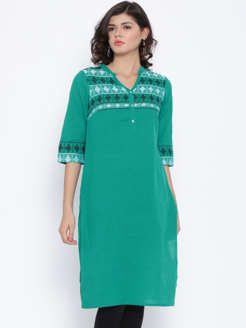 

Aurelia Teal Green Kurta with Woven Design