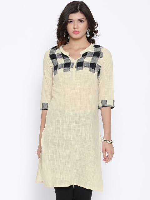 

Aurelia Beige Kurta with Woven Design