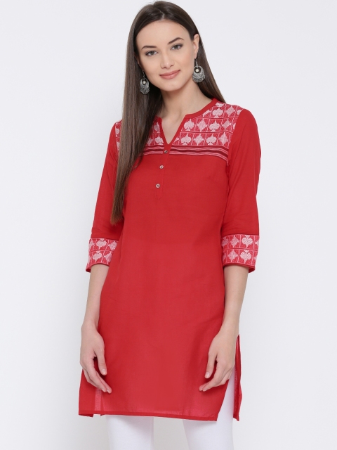 

Aurelia Red Woven Design Kurta
