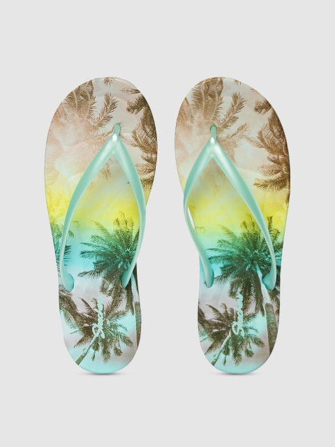 

Skechers Women Sea Green Printed BUNGALOW - HOT TROPICS Thong Flip-Flops
