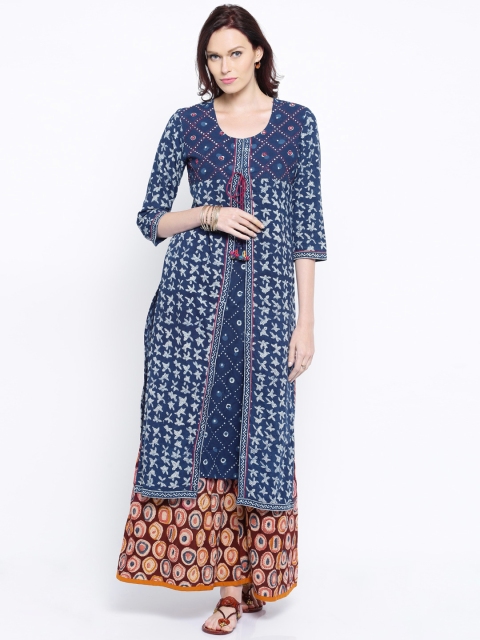 

Anouk Blue Printed A-Line Kurta