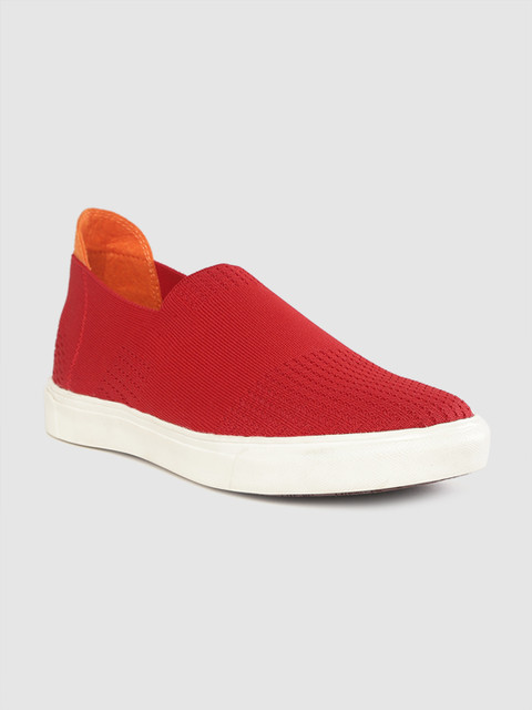 

Kook N Keech Men Red Woven Design Slip-On Sneakers