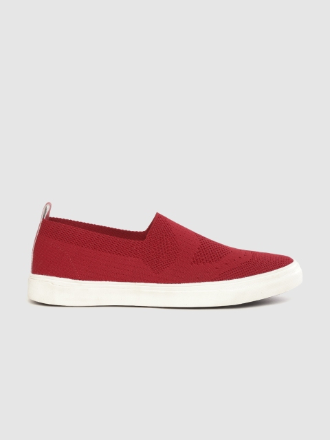 

Kook N Keech Men Red Woven Design Slip-On Sneakers