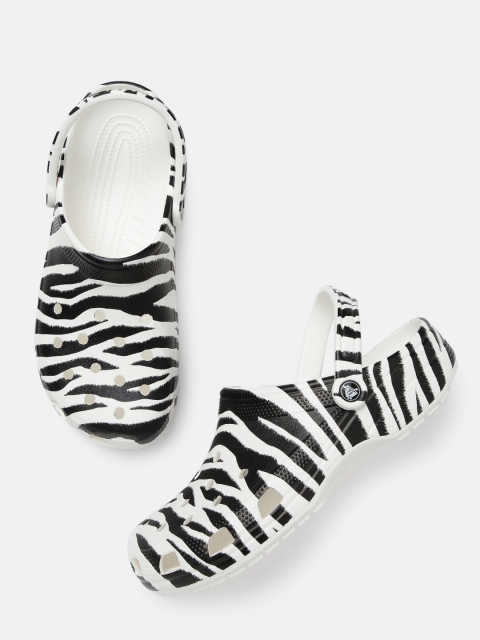 

Crocs Unisex White & Black Classic Zebra Printed Clogs