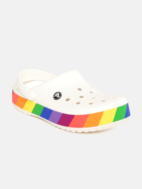 

Crocs Unisex White Solid Clogs with Cut Work Detail