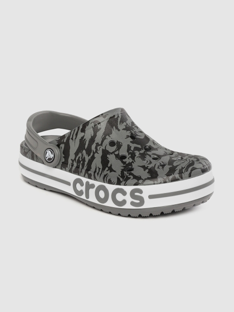 

Crocs Unisex Charcoal Grey & Black Abstract Printed Clogs with Cut Work Detail