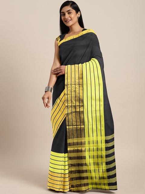 

Pavechas Black Pure Cotton Solid Venkatgiri Saree