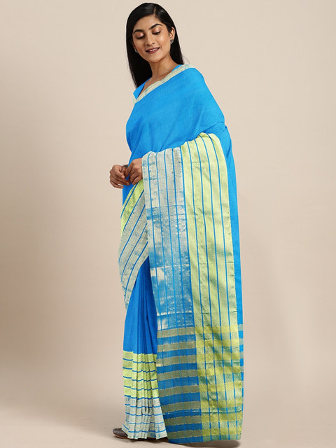 

Pavechas Blue Pure Cotton Solid Venkatgiri Saree