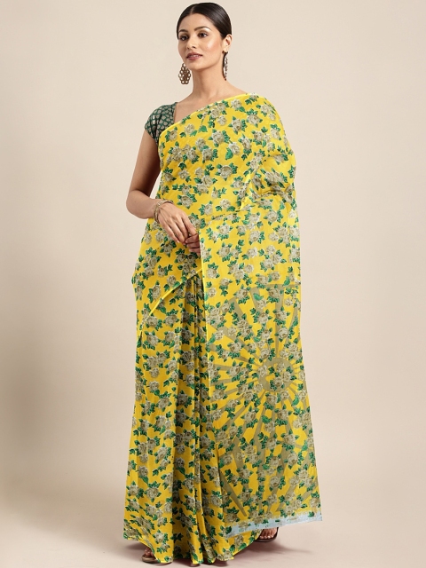 

Pavechas Yellow & Green Polyester Printed Saree