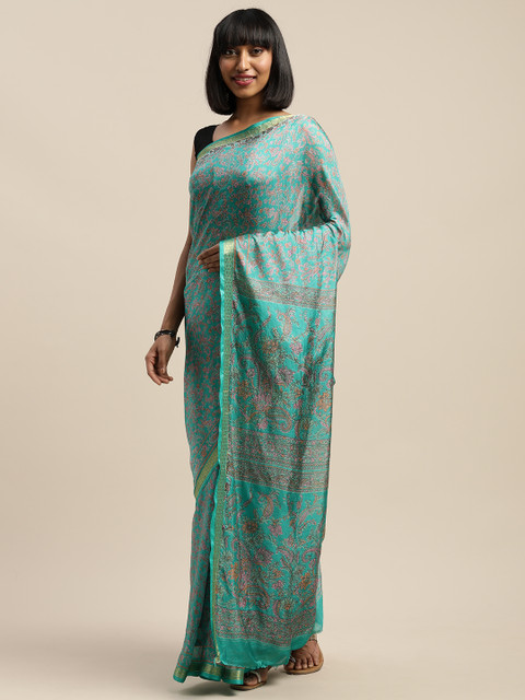 

Pavechas Sea Green Poly Silk Printed Mysore Silk Saree