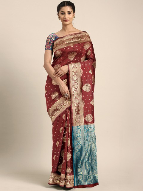 

Pavechas Maroon Poly Silk Woven Design Kanjeevaram Saree