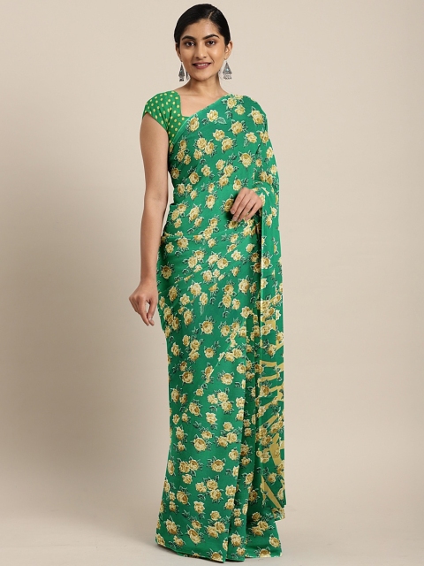 

Pavechas Green & Yellow Polyester Printed Saree