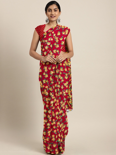 

Pavechas Red Printed Polyester Saree