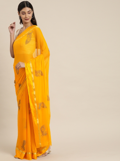 

Pavechas White & Blue Poly Georgette Printed Arani Saree