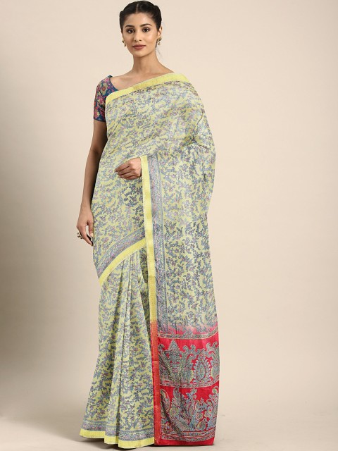 

Pavechas Beige & Green Poly Silk Printed Mysore Silk Saree
