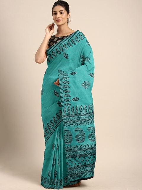 

Pavechas Green Polycotton Printed Mangalagiri Saree