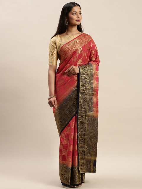 

DIVASTRI Peach-Coloured Silk Cotton Woven Design Banarasi Saree