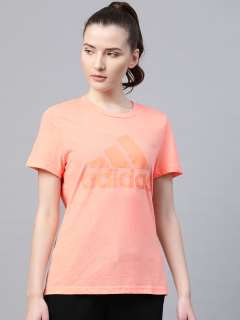 

ADIDAS Women Peach-Coloured Brand Logo Print MH BOS Sports Tee