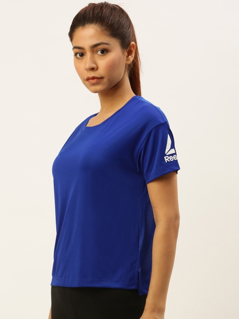 

Reebok Women Blue Solid WOR COMM Round Neck T-shirt