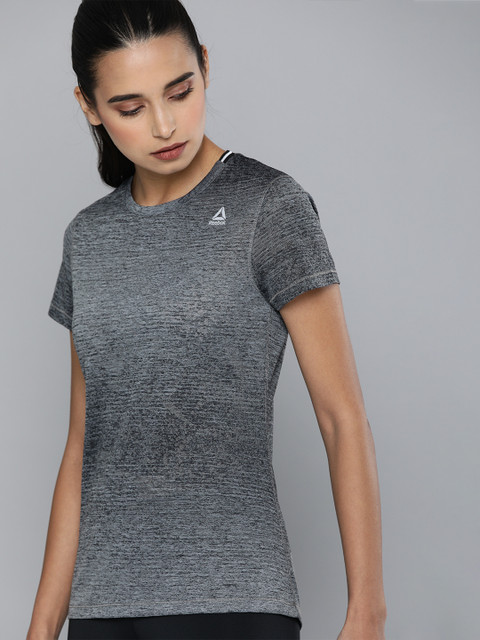 

Reebok Women Grey Melange One Series Knit Slim Fit Solid Running T-Shirt