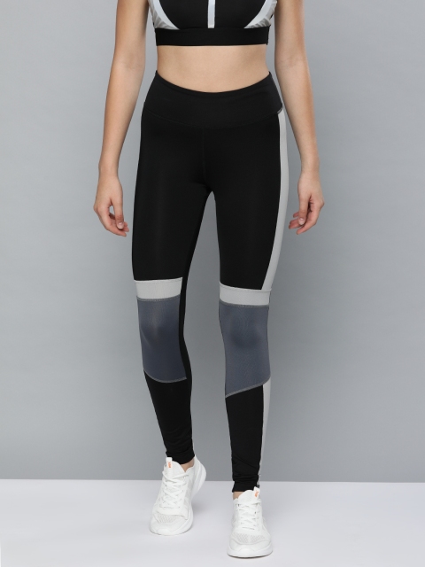 

Reebok Women Black Colorblocked WOR MYT Paneled Tights