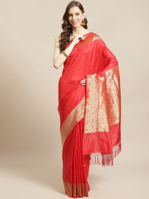 

Biswa Bangla Red Pure Silk Handwoven Design Tangail Silk Saree