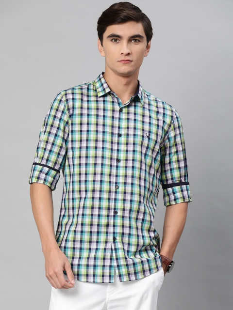 

Allen Solly Sport Men Green & White Slim Fit Checked Casual Shirt