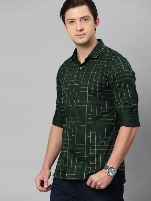 

Allen Solly Sport Men Green & White Slim Fit Geometric Printed Casual Shirt