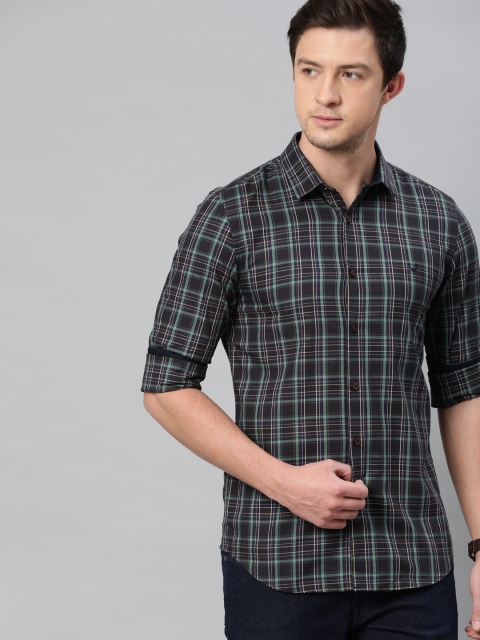 

Allen Solly Sport Men Black & Blue Slim Fit Checked Casual Shirt