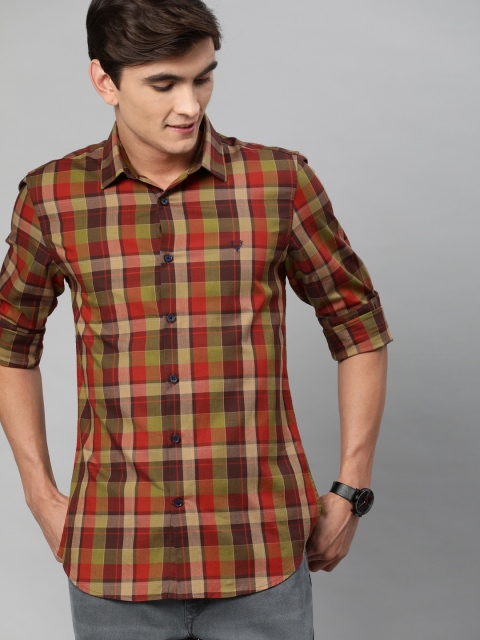 

Allen Solly Sport Men Orange & Beige Slim Fit Checked Casual Shirt
