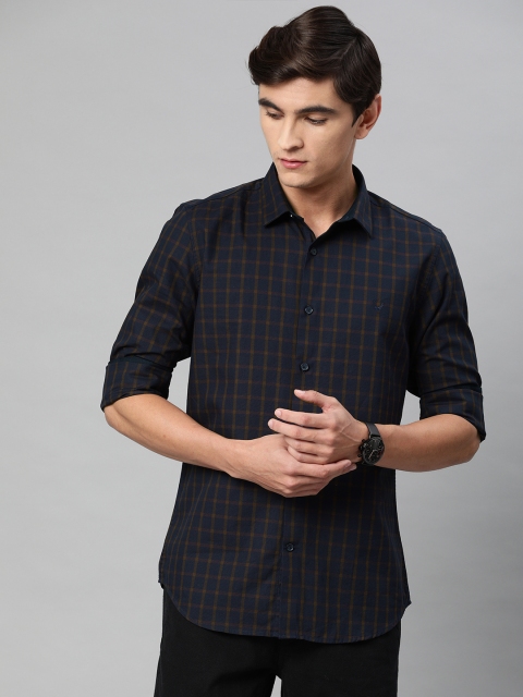 

Allen Solly Sport Men Navy Blue & Brown Slim Fit Checked Casual Shirt