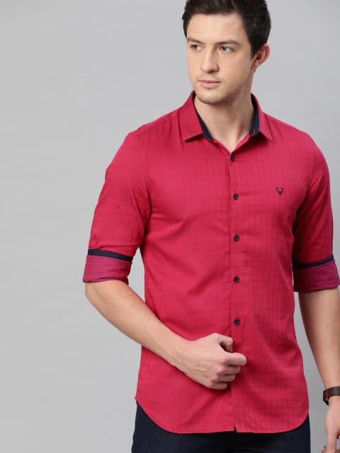 

Allen Solly Sport Men Magenta Pink & Blue Slim Fit Checked Casual Shirt