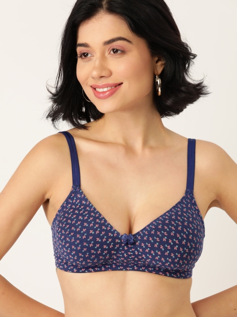 

DressBerry Navy Blue & Pink Printed Non-Wired Non Padded T-shirt Bra DB-ENC-BRA-003FA1