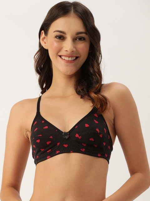 

DressBerry Black Printed Non-Wired Non Padded Everyday Bra