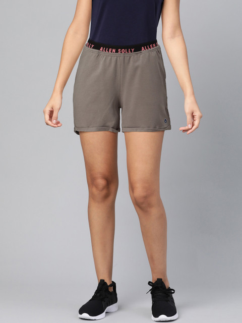 

Allen Solly Woman Charcoal Grey Solid Regular Fit Pure Cotton Shorts