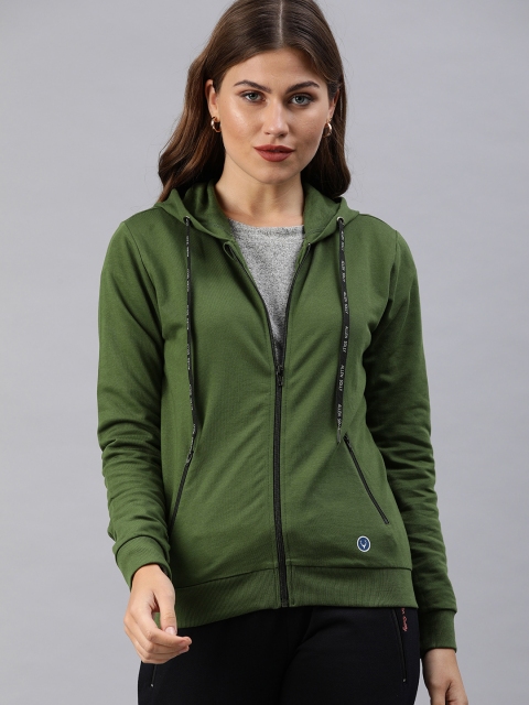 

Allen Solly Woman Women Olive Green Solid Hooded Sweatshirt