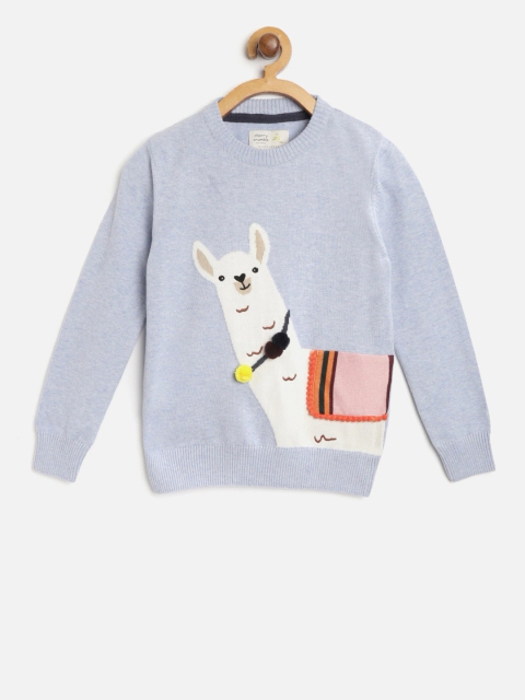 

Cherry Crumble Boys Blue & White Printed Knitted Pullover Sweater