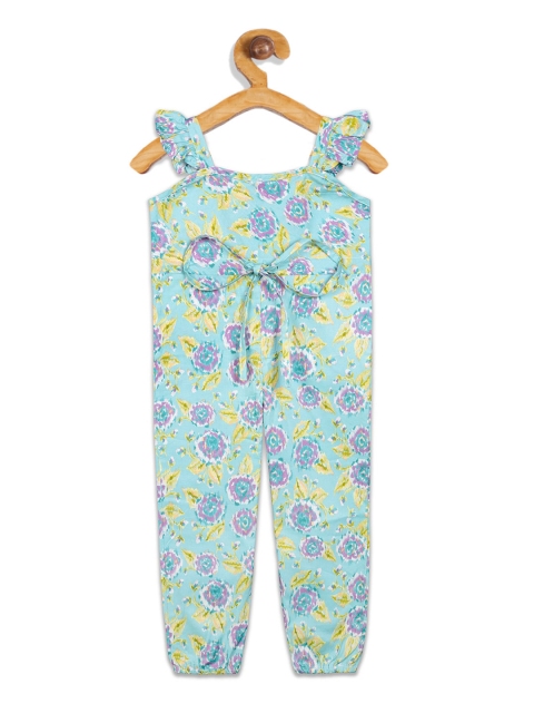 

Olele Girls Green & Blue Printed Basic Jumpsuit
