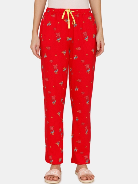 

Zivame Women Red Printed Pure Cotton Lounge Pants