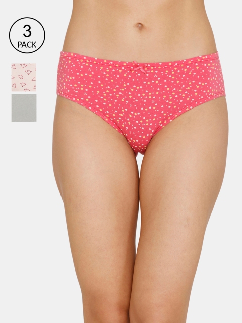 

Zivame (Pack of 3) Hipster Low Rise Anti-Microbial Panty - Fruit Grey Quartz, Multi