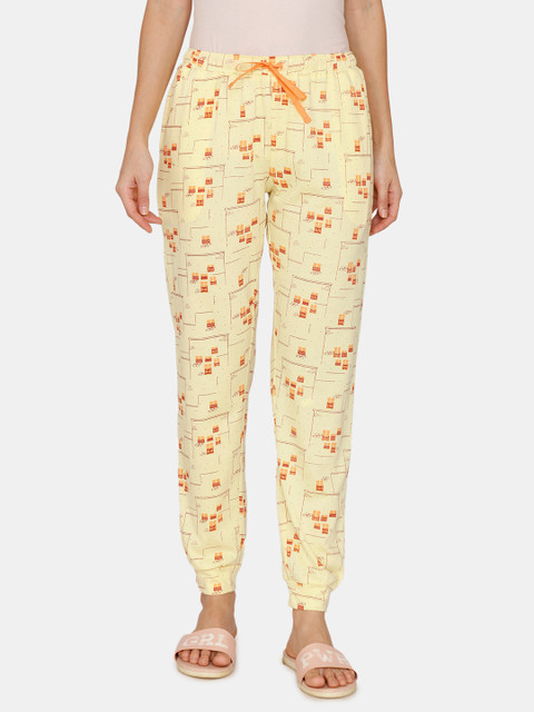 

Zivame Women Yellow Printed Lounge Pants