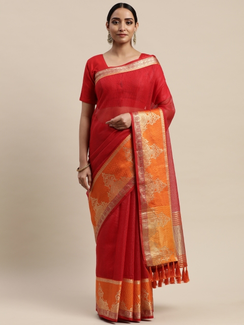 

VASTRANAND Red Supernet Solid Kota Saree