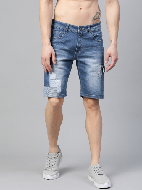 

Kook N Keech Men Blue Washed Mid-Rise Denim Shorts