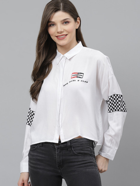 

Kook N Keech Women White Regular Fit Solid Casual Shirt