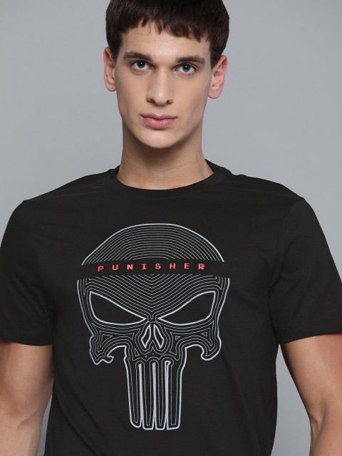 

Kook N Keech Marvel Men Black & Grey Red Skull Print Round Neck T-shirt