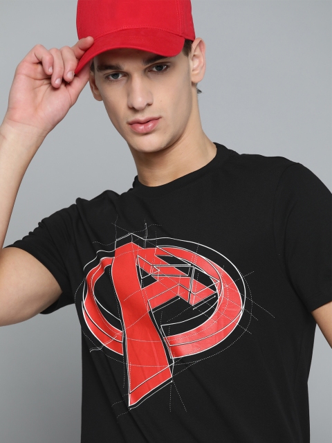 

Kook N Keech Marvel Men Black & Red Pure Cotton Printed Round Neck T-shirt