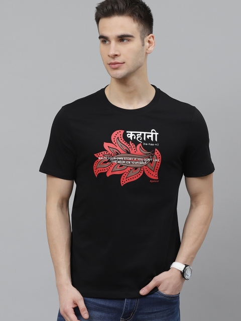 

Kook N Keech Men Black Kalamkari Printed Round Neck Pure Cotton T-shirt