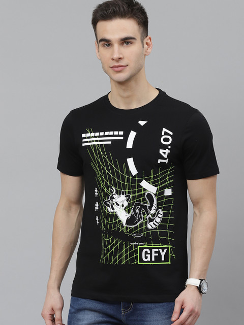 

Kook N Keech Disney Men Black Pure Cotton Goofy Printed Round Neck Pure Cotton T-shirt