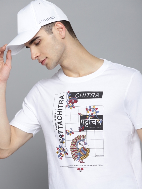 

Kook N Keech Men White & Black Graphic Print Cotton T-shirt